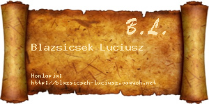 Blazsicsek Luciusz névjegykártya
